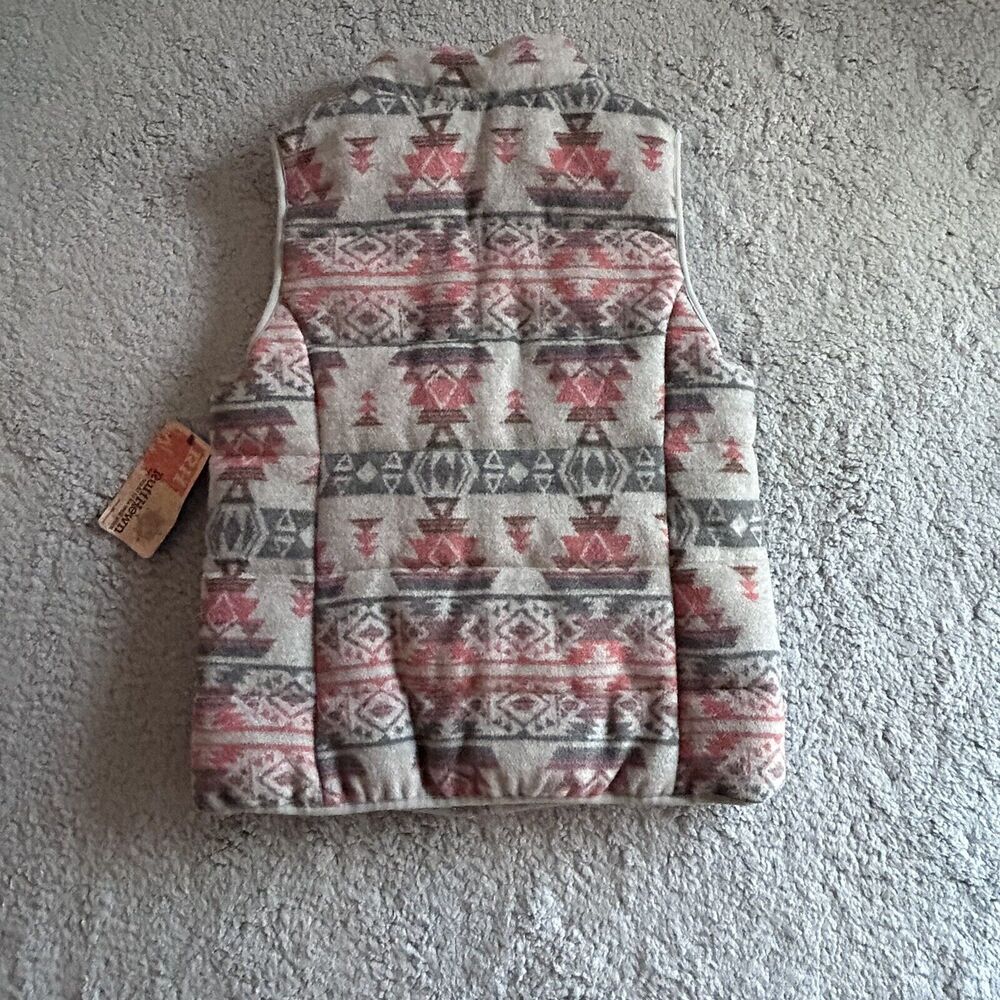 Ruff Hewn Women's Size M Warm Thick Gray+Pink Southwestern Print Puffer Vest - Picture 15 of 16
